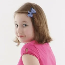 Peach Ribbons Blue Bow Hair Clip (7cm) Discount