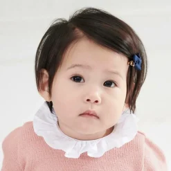 Peach Ribbons Blue Bow Hair Clip (5cm) Clearance