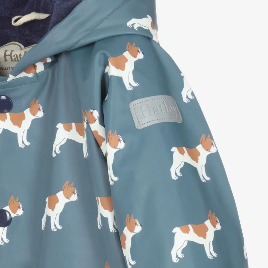 Hatley Blue Bulldog Hooded Raincoat Clearance