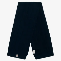 Moncler Enfant Blue Cable Knit Wool Scarf Clearance