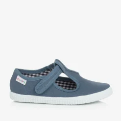 Pisamonas Blue Canvas T-Bar Shoes Clearance