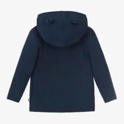 Molo Blue Cotton & Wool Hooded Cardigan Oceanic Online