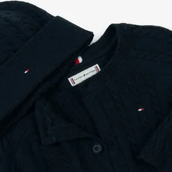 Tommy Hilfiger Blue Cotton & Wool Knit Baby Trouser Set Outlet