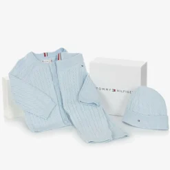 Tommy Hilfiger Blue Cotton & Wool Knit Baby Trouser Set New