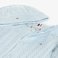 Tommy Hilfiger Blue Cotton & Wool Knit Baby Trouser Set New