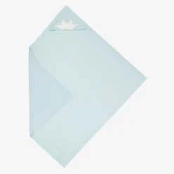 Marie-Chantal Blue Cotton & Cashmere Hooded Blanket (95cm)