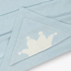 Marie-Chantal Blue Cotton & Cashmere Hooded Blanket (95cm)