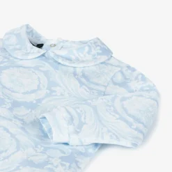 Versace Blue Cotton Babysuit & Hat Set Online