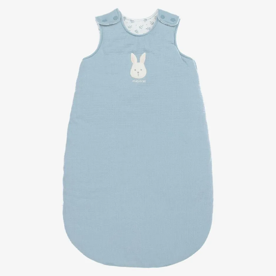 Mayoral Newborn Blue Cotton Bunny Sleeping Bag (73cm) New