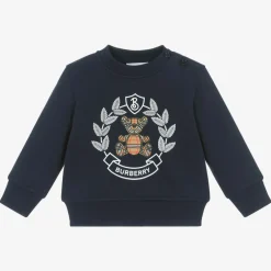 Burberry Blue Cotton Crest Baby Sweatshirt Hot