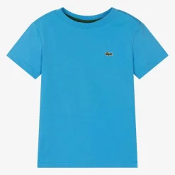 Lacoste Blue Cotton Crocodile T-Shirt Discount