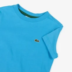 Lacoste Blue Cotton Crocodile T-Shirt Discount