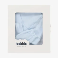 Babidu Blue Cotton Hat & Mittens Set Sale