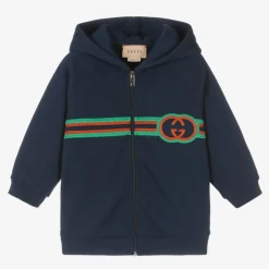 Gucci Blue Cotton Interlocking G Zip-Up Hoodie Discount