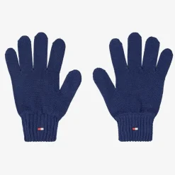 Tommy Hilfiger Blue Cotton Knit Flag Gloves Hot