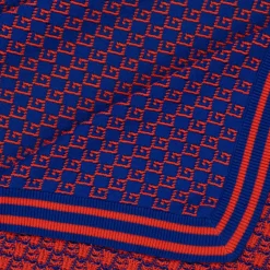 Gucci Blue Cotton Knit Square G Blanket (85cm) Hot