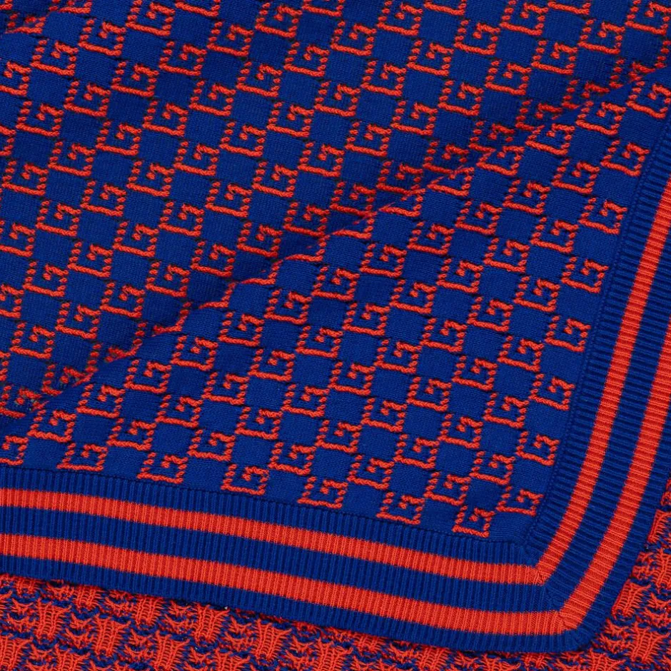 Gucci Blue Cotton Knit Square G Blanket (85cm) Hot