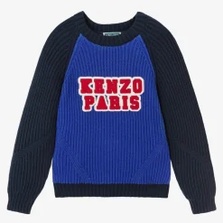 KENZO KIDS Blue Cotton Knit Sweater Online