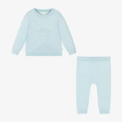 Marie-Chantal Blue Cotton Knit Trouser Set Best