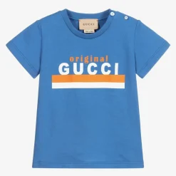 Gucci Blue Cotton Logo Baby T-Shirt Outlet