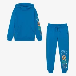Moschino Kid-Teen Blue Cotton Logo Print Tracksuit Clearance