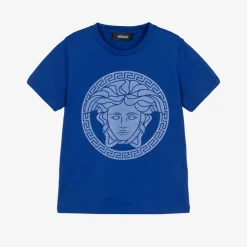 Versace Blue Cotton Medusa Print T-Shirt Outlet