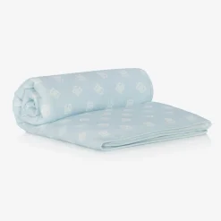 Dolce amp; Gabbana Blue Cotton Padded DG Baby Blanket (78cm) New