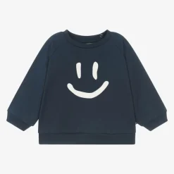 Molo Blue Cotton Smile Sweatshirt Hot