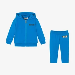 Moschino Baby Blue Cotton Teddy Bear Logo Tracksuit Clearance
