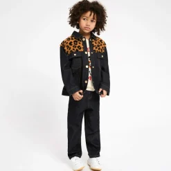 KENZO KIDS Blue Denim & Leopard Print Fleece Jacket Clearance