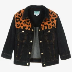 KENZO KIDS Blue Denim & Leopard Print Fleece Jacket Clearance