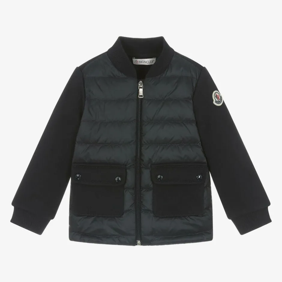 Moncler Enfant Blue Down Padded Cotton Baby Zip-Up Top Clearance