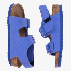 Birkenstock Blue Faux Leather Sandals Outlet