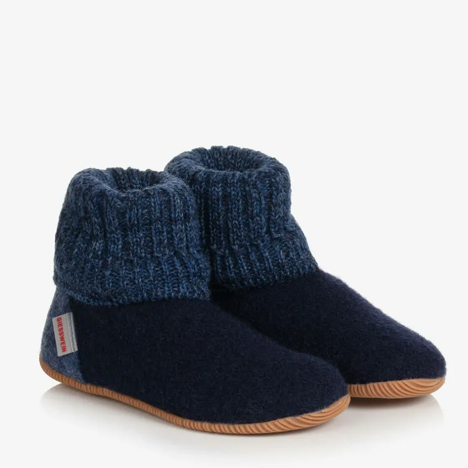 Giesswein Blue Felted Wool Slippers Sale