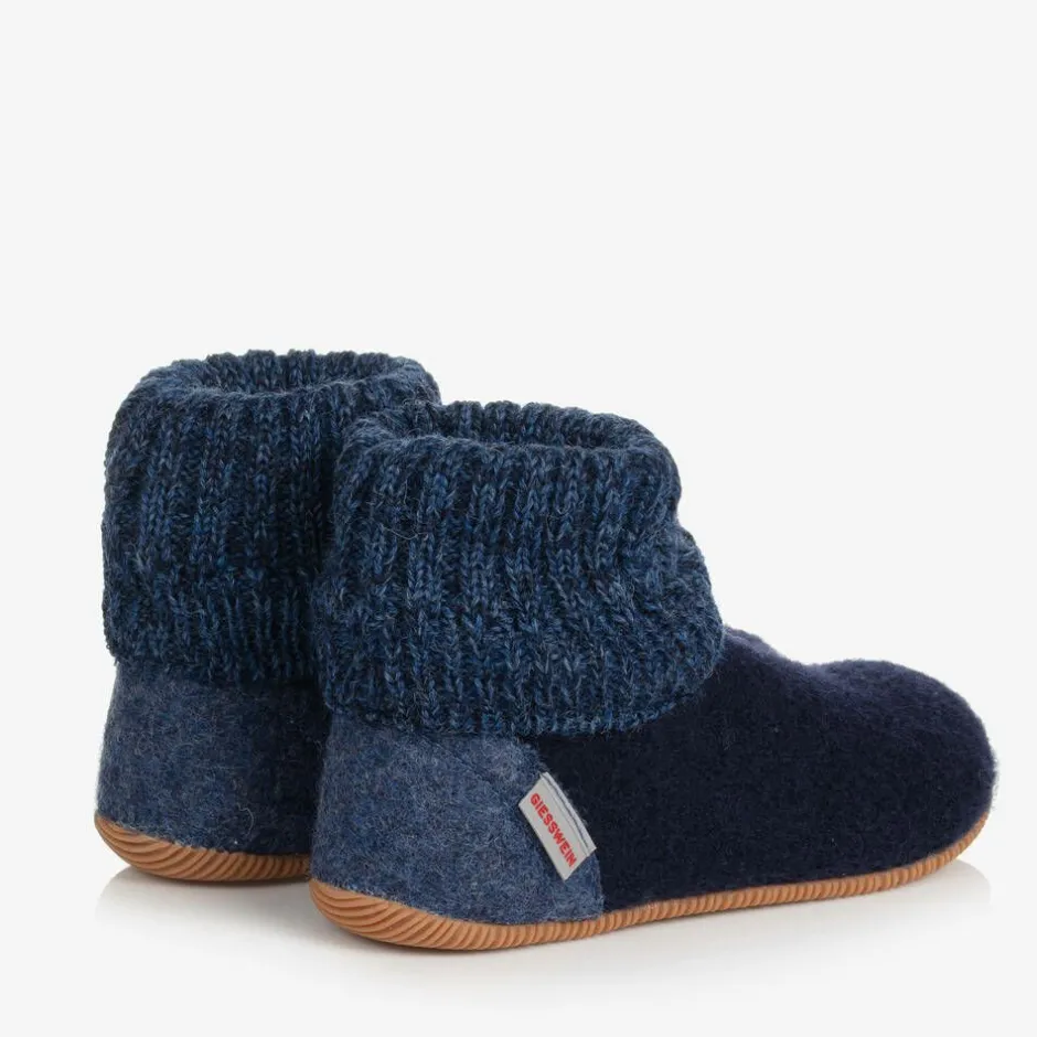 Giesswein Blue Felted Wool Slippers Sale