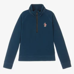 Moncler Enfant Blue Fleece Zip-Up Top Outlet