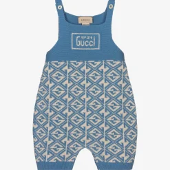 Gucci Blue G Wool Knit Dungaree Shorts Best