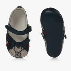 Gucci Blue GG Ballerina Baby Pumps Sale