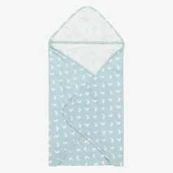 The Little Tailor Blue Hare Print Reversible Cotton Blanket (69cm) Discount