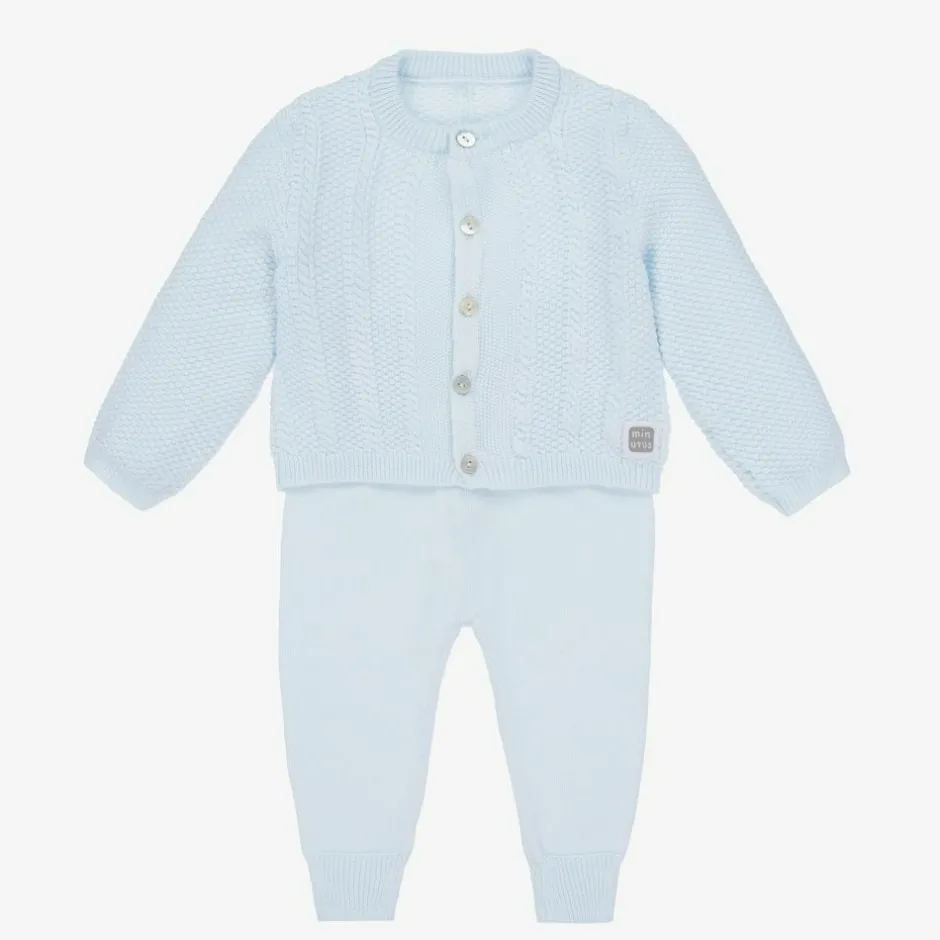 Minutus Blue Knitted Baby Trouser Set Online
