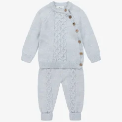 Beau KiD Blue Knitted Baby Trouser Set Clearance