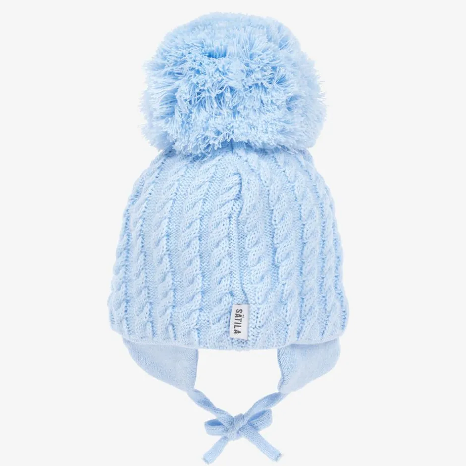 Sätila of Sweden Blue Laura Knitted Giant Pom-Pom Beanie Outlet