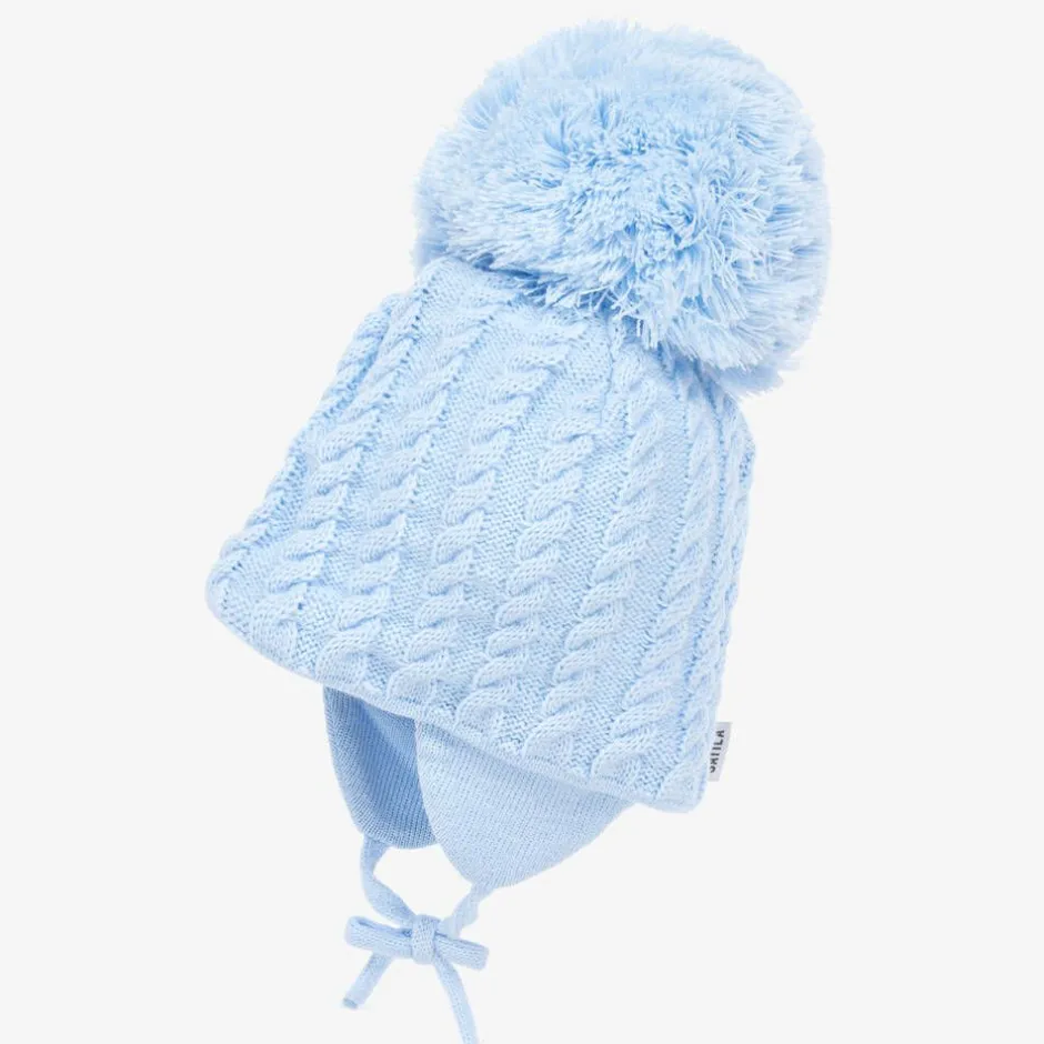Sätila of Sweden Blue Laura Knitted Giant Pom-Pom Beanie Outlet