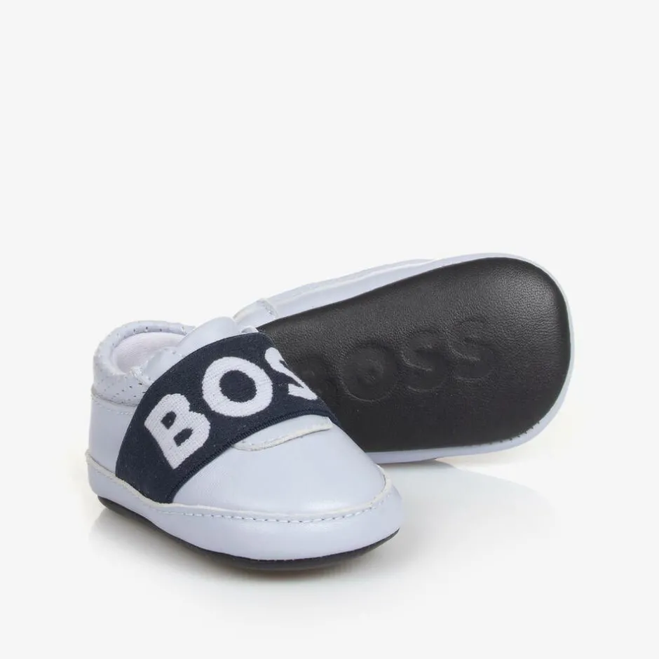 BOSS Blue Leather Baby Pre-Walker Shoes Best