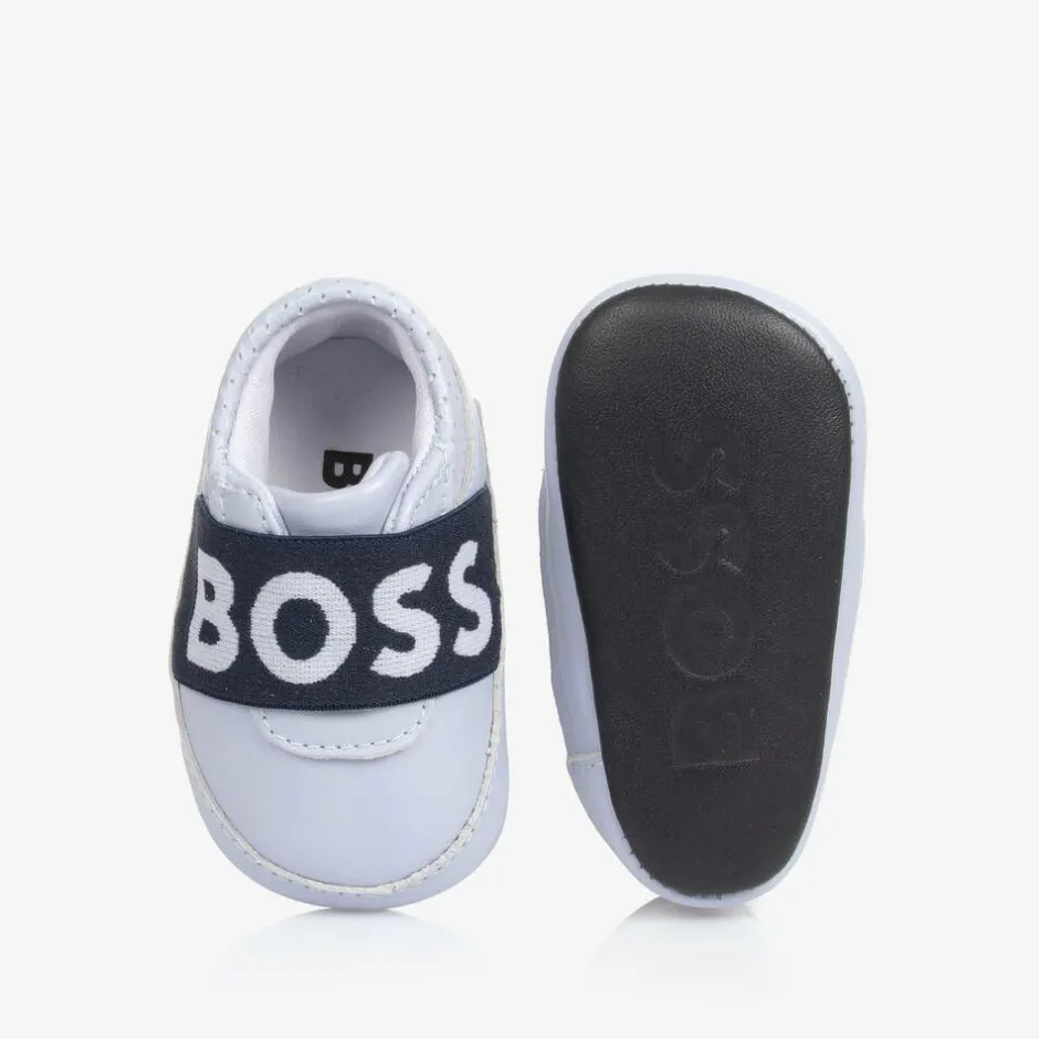 BOSS Blue Leather Baby Pre-Walker Shoes Best