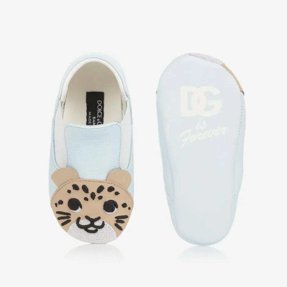 Dolce amp; Gabbana Blue Leather Leopard Pre-Walkers Clearance