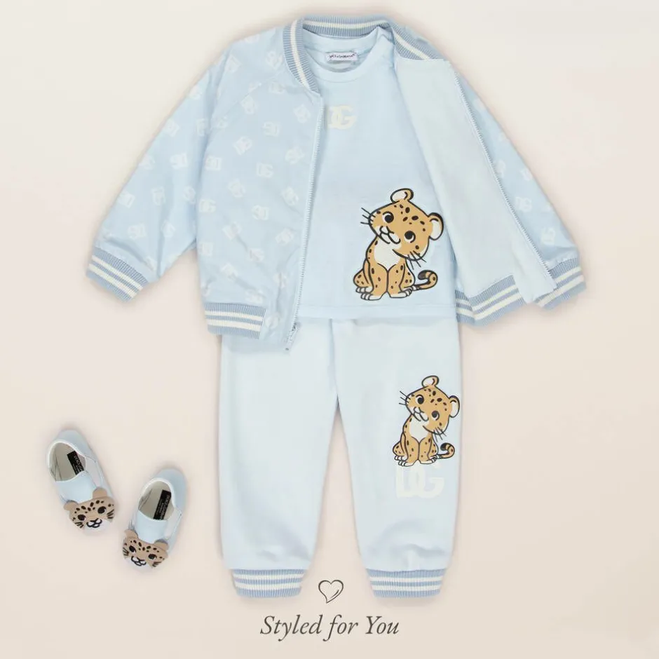 Dolce amp; Gabbana Blue Leather Leopard Pre-Walkers Clearance