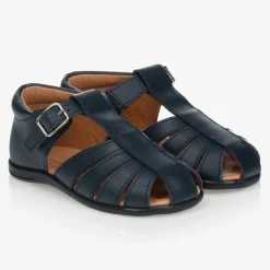 Childrens Classics Blue Leather Sandals Discount