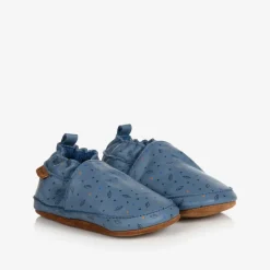 EN FANT Blue Leather Slippers Sale