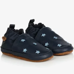 EN FANT Blue Leather Stars Slippers Discount